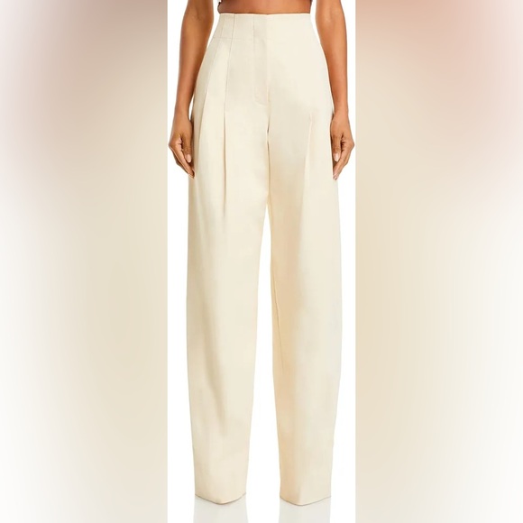 NWT ALC Bennett Linen High Waisted Wide Leg Pleated Pants Size 8 $495 Retail - Picture 3 of 10